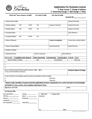 City of Gardena Business License  Form