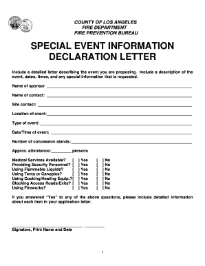 Special Event Information Declaration Letter the City of Gardena