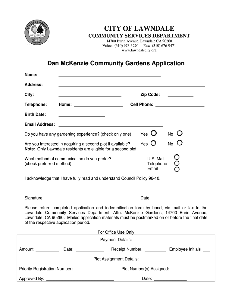 Dan Mckenzie Community Garden Form