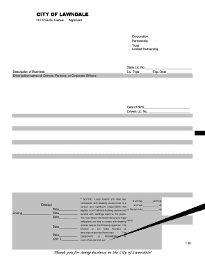  Business License Tax Appl Pg 1 Revised  City of Lawndale 2018-2024