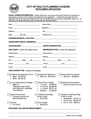 Entitlement Application City of Rialto  Form