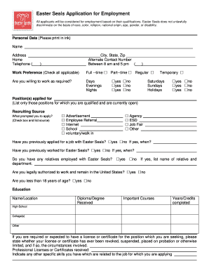 Easter Seals Application Form