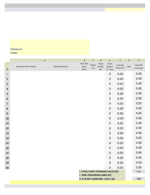 AutoCalculating Plant Coverage Spreadsheet 2 0 City of San Diego Sandiego  Form