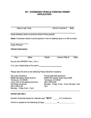 Resident Parking Permit Apply Example on Papers  Form