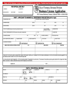 Torrance Business License 2012