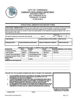 City of Torrance Structural Observation Form