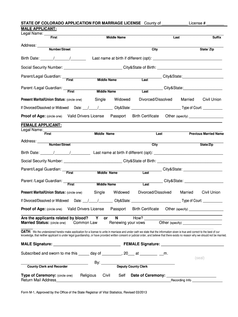  Blank Marriage Application  Form 2013