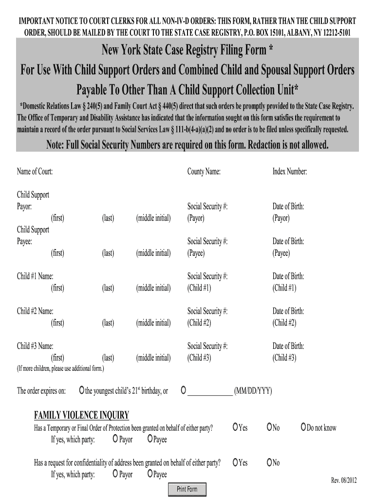 New York Registry of Motor Vehicles  Form