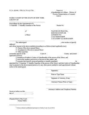 Waiver of Process Renunciation and Consent to Appointment of a Standby Guardian Form