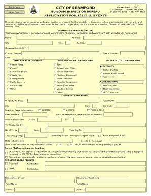 Special Events Permit City of Stamford  Form