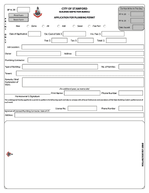 Stamford Plumbing Permit Form