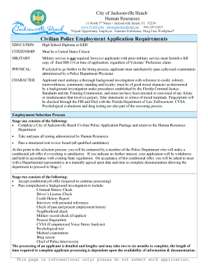 Police Application Printable Form