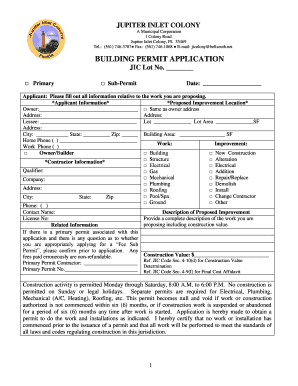 Jupiter Inlet Colony Building Department  Form