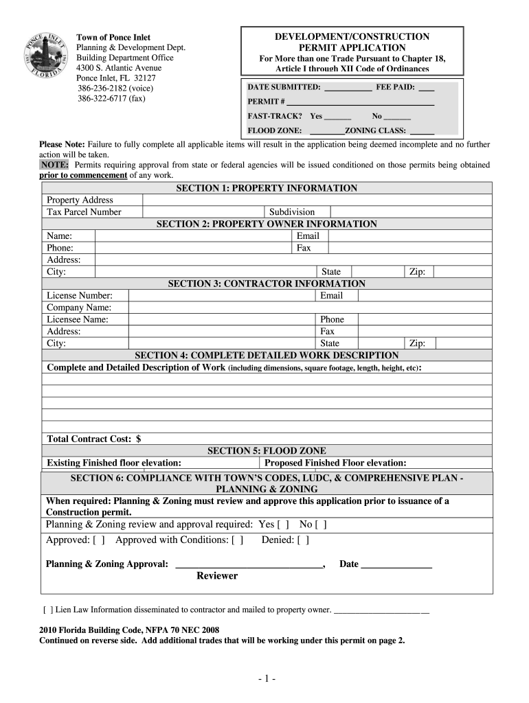 Ponce Inlet Building Department Form