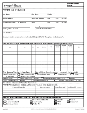 APPLICATION for SERVICES Project Bravo  Form