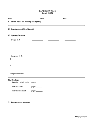 Paf Lesson Plan  Form