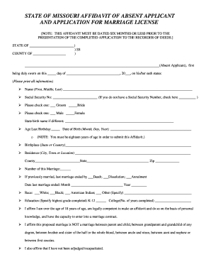  Blank Missouri Marriage License 2015-2024