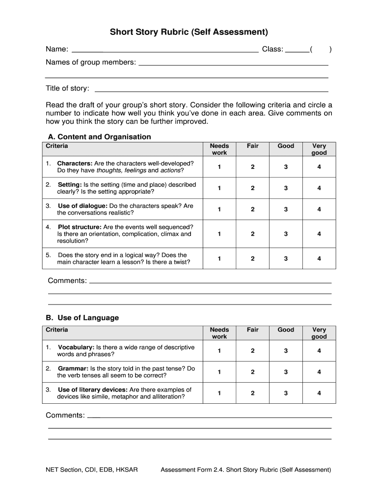 Story Rubric  Form