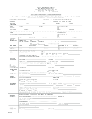  MATERNITY PRE ADMISSION QUESTIONNAIRE Mountsinai 2015