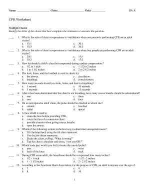 Cpr Worksheet PDF  Form