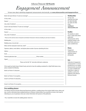 Engagement Form 05 Arkansas Democrat Gazette
