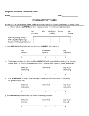 Insomnia Severity Index  Form