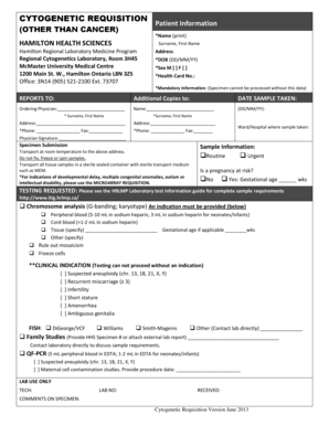 CYTOGENETIC REQUISITION Patient Information OTHER THAN