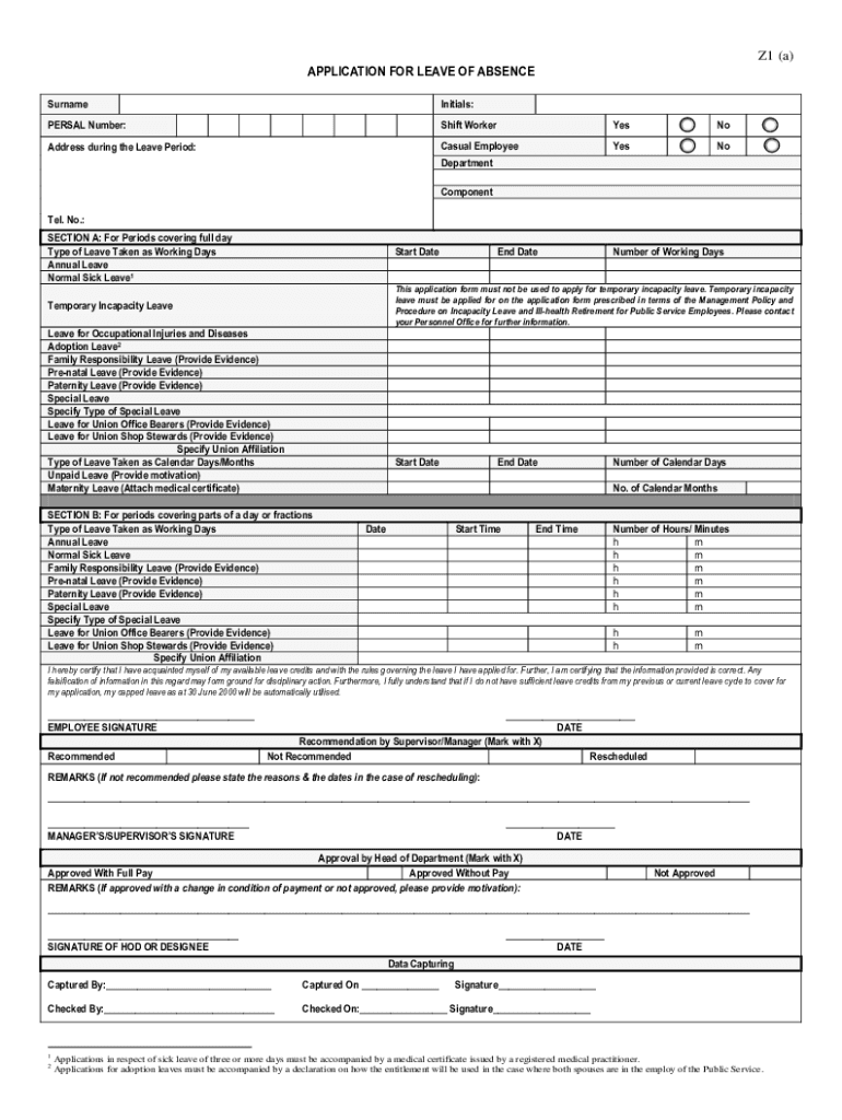 Z1 Leave Form