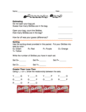 Skittles Math PDF  Form