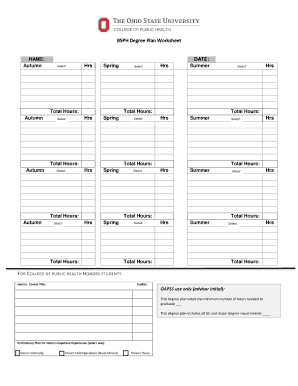 BSPH Degree Plan Worksheet Ohio State University Cph Osu  Form