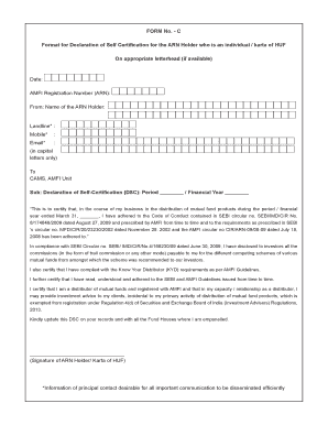 Amfi Self Declaration Form C