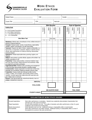 Work Ethics Evaluation Form OFTC Oftc