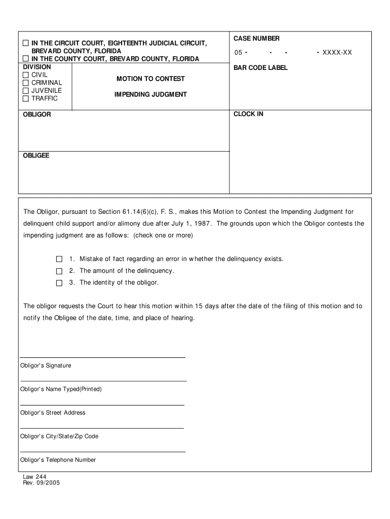  Motion to Contest Impending Judgment 244 Clerk of the Court 2005-2024