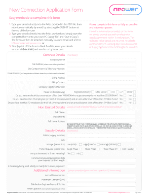 Npower New Connections  Form