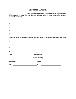 Abstinence Contract  Form