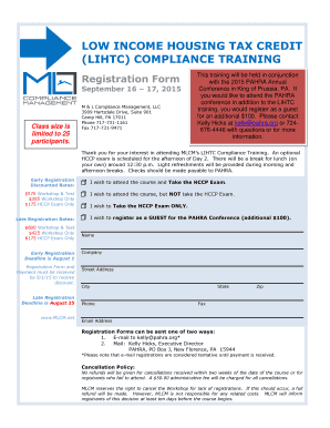 LOW INCOME HOUSING TAX CREDIT LIHTC COMPLIANCE TRAINING Pahra  Form