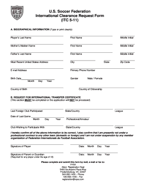 International Clearance Request Form