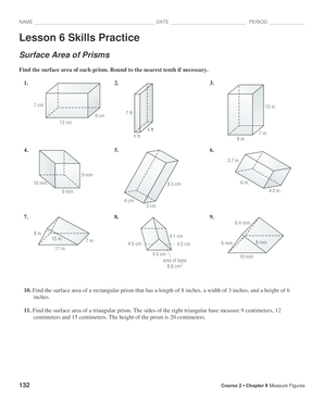 Lesson 6 Skills Practice Surface Area of Prisms Answer Key  Form