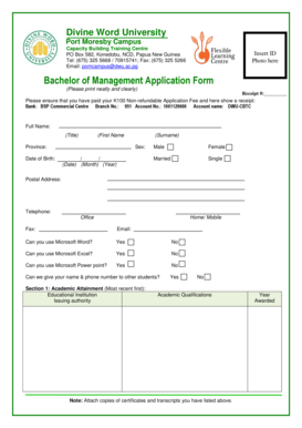 Divine Word University Pom Campus Form