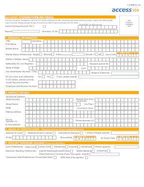 Access Bank Account Opening Form
