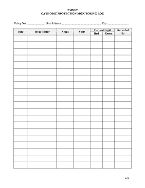 PMMIC CATHODIC PROTECTION MONITORING LOG  Form