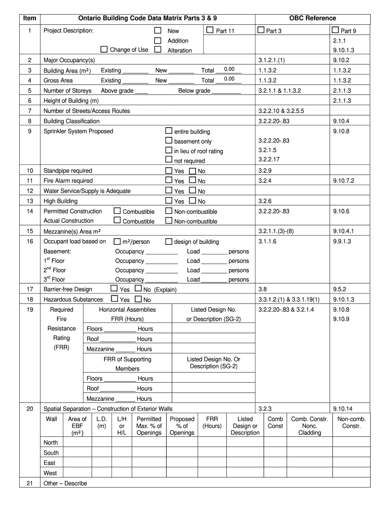 Ontario Building Parts  Form