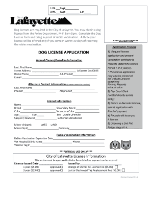 Application Process DOG LICENSE APPLICATION 1  Form