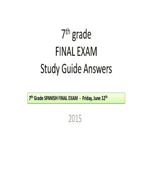 7th Grade Spanish Final Exam  Form