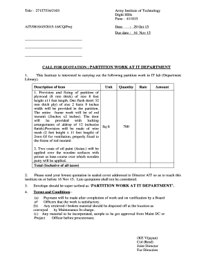 Partition Quotation  Form