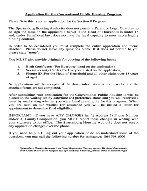 Spartanburg Housing Authority Application  Form