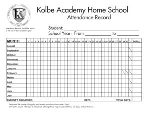 Attendance Record All Grade Levels Kolbe Academy Kolbe  Form
