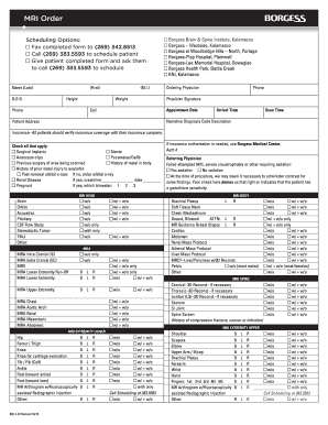 MRI Order Borgess Health Doctors Clinics  Form