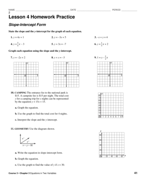 Lesson 2 Homework Practice Slope  Form