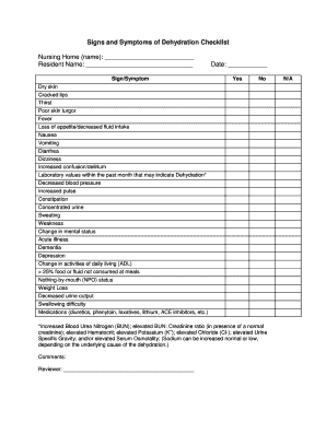 Checklist of Sign and Symptoms  Form